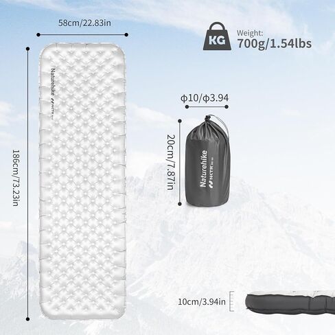 Naturehike 20oz Ultralight Sleeping Pad with Sidewalls, Insulated Inflatable Sleeping Pad 6.5R, Lightweight Sleeping Mat for Camping, Hiking, Backpacking, 10cm Thickened in Saudi Arabia