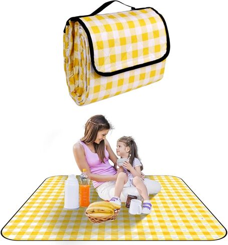 Wapodeai Picnic Camping Blankets, 60''x 80'' Waterproof and Foldable - Durable, Spacious, and Portable Outdoor Blanket for Families, Perfect for Parks, Beaches, and Nature Excursions(Yellow) in Kuwait