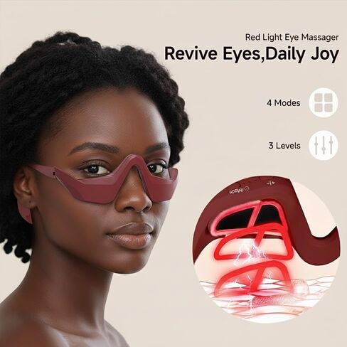 Under-Eye Red Light Therapy Device with Microcurren, 3D Contour Eye Massager for Dark Circles, Eye Bags & Wrinkles, Rechargeable Under Eye Treatment Device for Puffiness and Fine Lines in Saudi Arabia