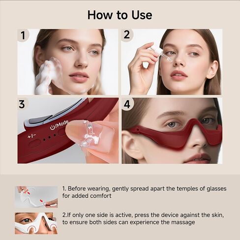 Under-Eye Red Light Therapy Device with Microcurren, 3D Contour Eye Massager for Dark Circles, Eye Bags & Wrinkles, Rechargeable Under Eye Treatment Device for Puffiness and Fine Lines in Saudi Arabia