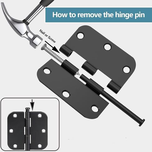 Matte Black Door Hinges 10 Pack 3x3 Inch Interior Door Hinges for Doors Rounded 5/8" Radius Corners Iron Hinge Door Round Hinge Hardware in Saudi Arabia