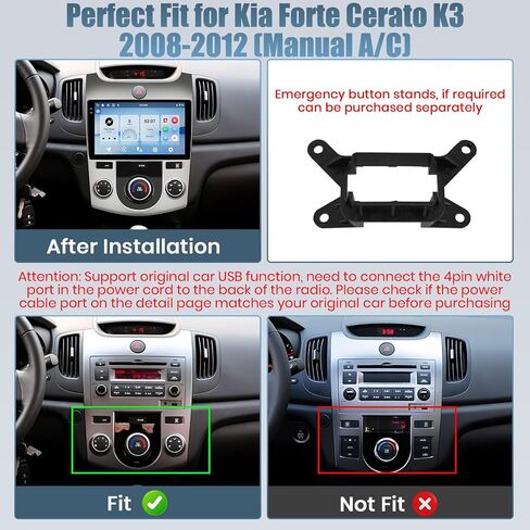 ترقية راديو Roinvou 8 Cores 4+64G Android لسيارة Kia Forte Cerato K3 2008-2012 (مكيف هواء يدوي)، شاشة لمس عالية الدقة مقاس 9 بوصات مع نظام CarPlay اللاسلكي Android Auto GPS Navigation WiFi Backup Camera Mirror Link BT RDS in Saudi Arabia