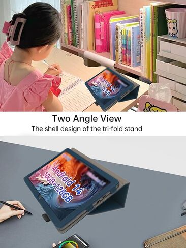 حافظة لجهاز Jeazans Android Tablet 10.1 بوصة Android 13.0 2024 نسخة مطورة، غطاء حامل قابل للطي من الجلد الفاخر مع حزام يد للكمبيوتر اللوحي، بني. in Saudi Arabia