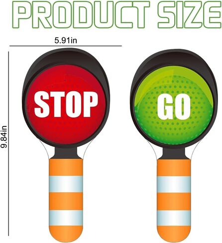 12 PCS توقف و GO GO SCIP مزدوج الجانبين علامة محمولة باليد Red Green Light Sign Signing Crossing Crossing Road Signs للأطفال الذين يقومون بتدريس السلامة المرورية ، 9.84 × 5.91 بوصة (OCTAGON) in Saudi Arabia