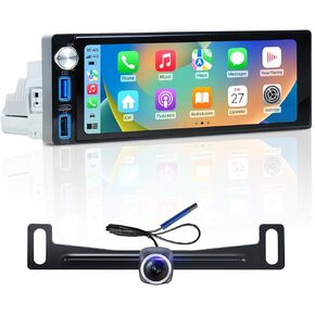 6.9-Inch Single Din Touchscreen Car Stereo - Android 2GB+64GB Type-C&USB Single Din Wired/Wireless Carplay Android Auto,1080P HD GPS Navigation Handsfree Calling WiFi, Mirror Link/SWC/FM/BT/Knob in Kuwait