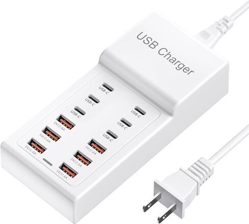 USB C Charger, 200W 8-Port USB C Charging Station Hub【4 USB C+4 USB A】, GaN Fast Charger, Compatible with MacBook Pro/Air/Google Pixel/iPhone 15/14/13/Galaxy S24/S23/S22/Smartphones/Laptops/Tablets in Kuwait