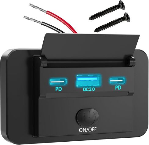 منفذ USB 72 وات 12 فولت، منفذ شحن USB VANONE 12 فولت، 36 وات PD USB C ومنفذ شاحن USB مزدوج 18 وات QC3.0 مقبس جداري، ملحقات للسيارة والقوارب البحرية والدراجات النارية والتخييم RV وعربة الجولف، إلخ in Saudi Arabia