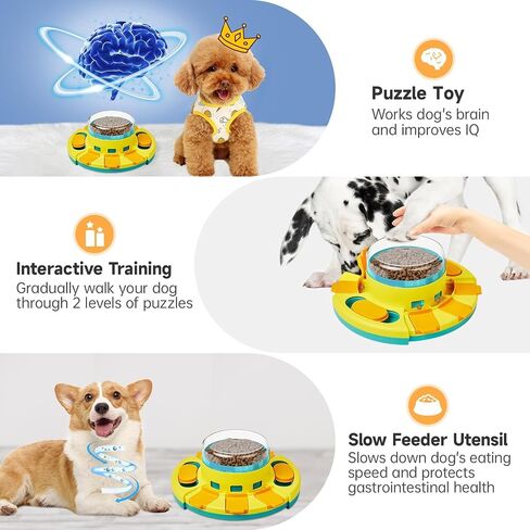 Potaroma Dog Puzzle Toy 2 Levels, Slow Feeder, Pup Food Treat Feeding Dispenser for IQ Training and Entertainment for All Breeds 4.2 Inch Height in Kuwait