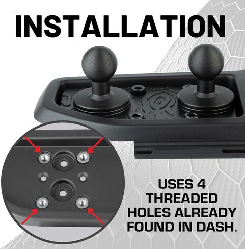حامل الهاتف الخلوي Bulletpoint Metal Dash Mount + حامل كاميرا الحركة متوافق مع 2024+ Jeep Wrangler JL / 4xe & 2024+ Jeep Gladiator Dual 20mm Ball Mount (جانب السائق) in Kuwait