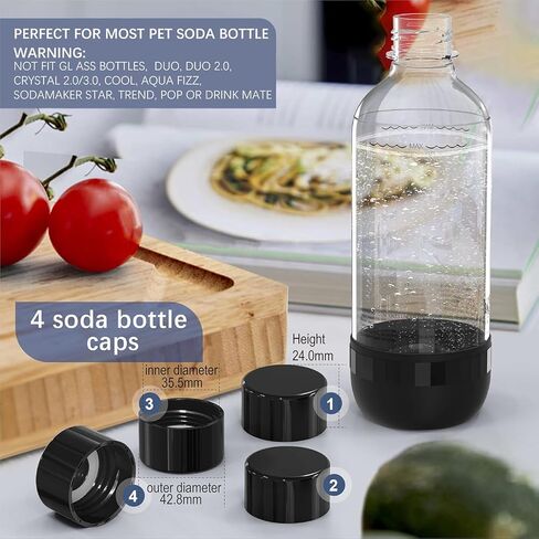 أغطية زجاجة مياه الصودا ميكيت ، 2 عبوات قبعات كرببة الصودا متوافقة مع معظم زجاجة آلة الصودا （أسود） in Kuwait
