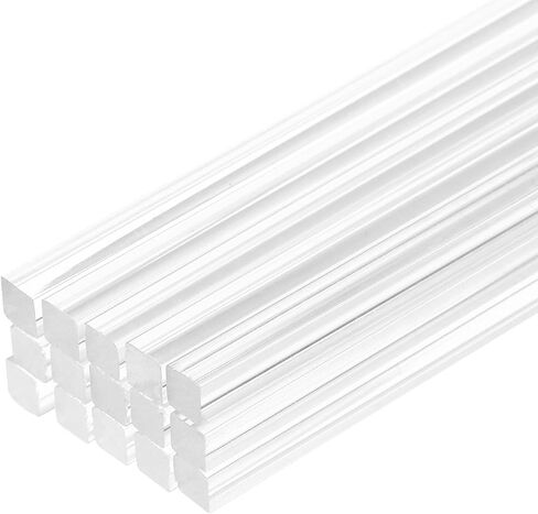 MECCANIXITY 10pcs Acrylic Square Rods 3/20" x 12" Clear Acrylic Dowel Rods Sticks Acrylic Plastic Sticks Strip for DIY Crafts Lighting Gardening Decorations - 4mm x 300mm in Saudi Arabia