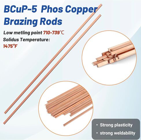 20 Sticks 5% Silver Solder Brazing Rods BCuP-3 Copper Phosphor Alloys Welding Rods 0.050" x 1/8" x 10"Brazing Rods in Kuwait