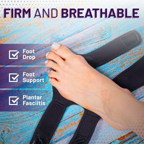 Afo Foot Drop Brace - عوامل تجميل القدم القابلة للتعديل للتنفس للمشي ، والنوم ، والتخفيف من إسقاط القدم التي تحرضها MS ، والسكتة الدماغية ، و TBI ، وتخفيف آلام الأوتار Achilles للرجال والنساء (يمين) in Kuwait