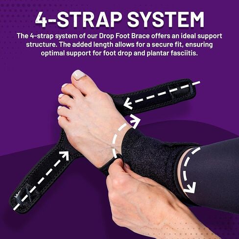 Afo Foot Drop Brace - عوامل تجميل القدم القابلة للتعديل للتنفس للمشي ، والنوم ، والتخفيف من إسقاط القدم التي تحرضها MS ، والسكتة الدماغية ، و TBI ، وتخفيف آلام الأوتار Achilles للرجال والنساء (يمين) in Kuwait