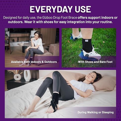 Afo Foot Drop Brace - عوامل تجميل القدم القابلة للتعديل للتنفس للمشي ، والنوم ، والتخفيف من إسقاط القدم التي تحرضها MS ، والسكتة الدماغية ، و TBI ، وتخفيف آلام الأوتار Achilles للرجال والنساء (يمين) in Kuwait