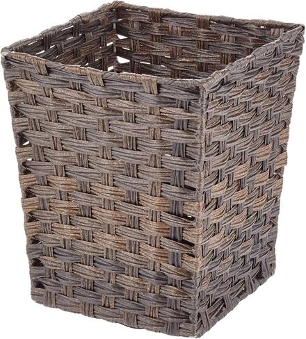 mDesign Small Woven Basket Trash Can Wastebasket - Square Garbage Container Bin for Bathrooms, Kitchens, Home Offices, Craft, Laundry, Utility Rooms, Garages - Camel Brown in Saudi Arabia