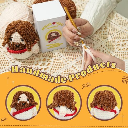 Little Jesus Figures, 5" Handmade Crochet Jesus Plush Doll ,Christian Gifts for Women and Men, Emotional Support Crochet Plush Toy for Coworkers and Friend, Sister Birthday Unique Gifts,Get Well Gifts for Mom and Grandma, Perfect for Easter, Christmas, an in Saudi Arabia
