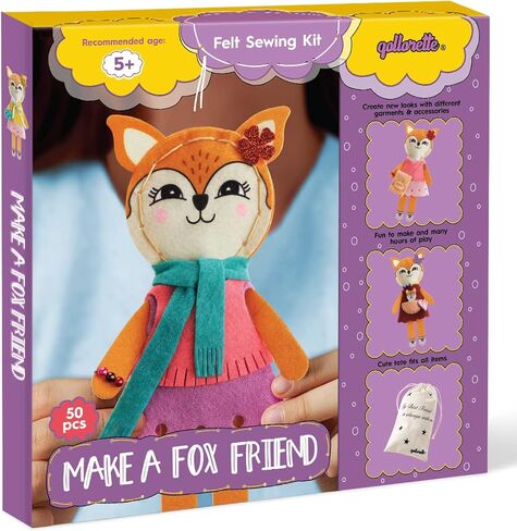 qollorette Felt Sewing Kit for Children, Make Your Own Kitty Toy, Kids' Craft Kit - Make A Friend Sew Kit - Beginner Sewing Kit for Kids, Learn to Sew & Play in Kuwait