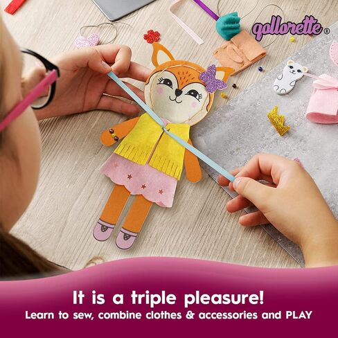 qollorette Felt Sewing Kit for Children, Make Your Own Kitty Toy, Kids' Craft Kit - Make A Friend Sew Kit - Beginner Sewing Kit for Kids, Learn to Sew & Play in Kuwait