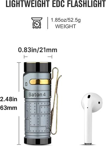 OLIGHT Baton4 Rechargeable EDC Flashlight, Bright Small Light Black in Kuwait