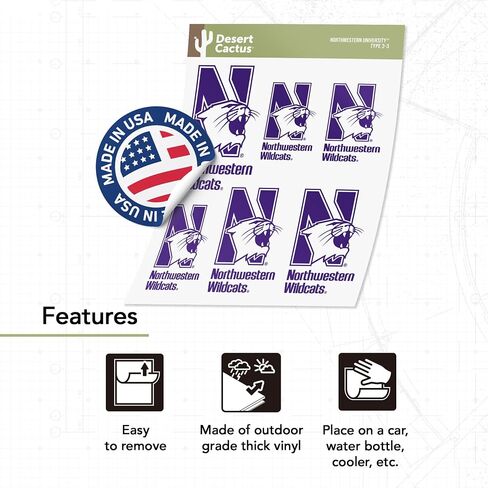 Desert Cactus Northwestern University Wildcats Sticker Vinyl Scals Laptop Gater Bottle Scrapbook T3 (Type 3-1) in Saudi Arabia