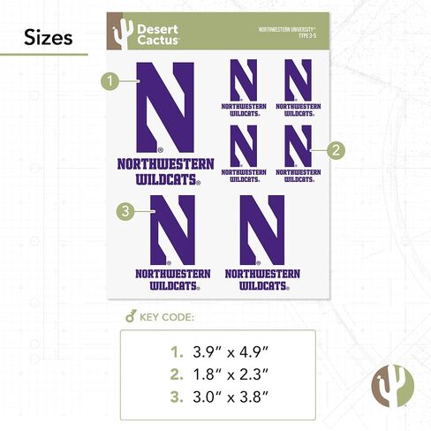 Desert Cactus Northwestern University Wildcats Sticker Vinyl Decals Laptop Water Bottle Car Scrapbook T3 (Type 3-1) in Saudi Arabia
