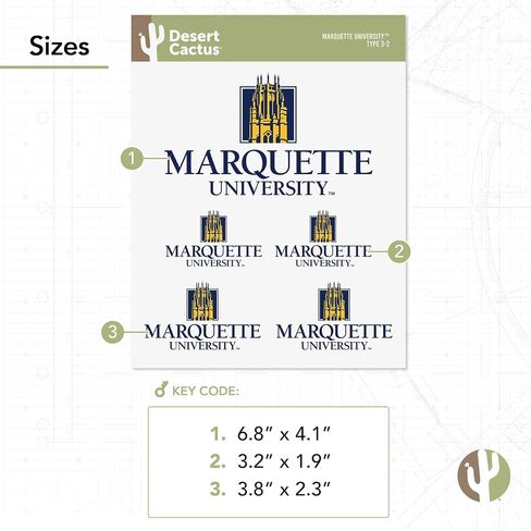Desert Cactus Marquette University Eagles Mu Sticker Vinyl Scals Laptop Water Bottle Scrapbook 13.46x10.94 Sheet T3 (Type 3-1) in Saudi Arabia