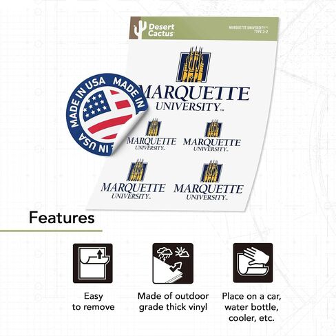 Desert Cactus Marquette University Eagles Mu Sticker Vinyl Scals Laptop Water Bottle Scrapbook 13.46x10.94 Sheet T3 (Type 3-1) in Saudi Arabia