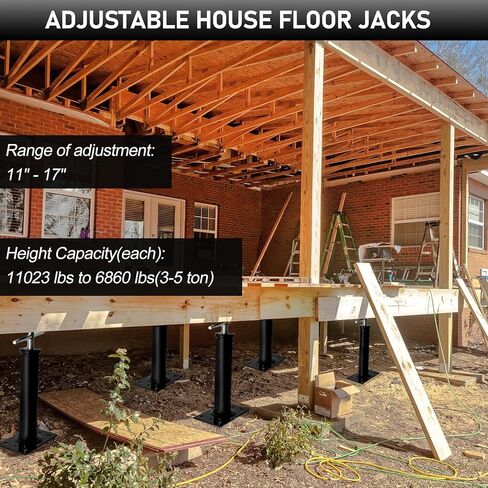 House Jacks for Leveling, 2 PCS Adjustable Jack Post 11"-16" Basement Floor Jack, Screw Floor Jack Post Supports Stabilizer Jacks for House Foundation, Stairs, Porches, Roof Beams in Kuwait