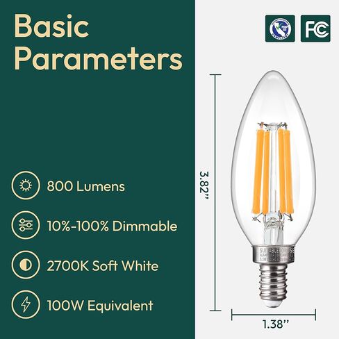 ALAPPEVER E12 LED LED 100 WATT مكافئ ، 800LM Super Bright Dimmable LED Bulb ، B11 5000K Daylight White LED Bulb ، 5.5W ، 6 Pack in Kuwait