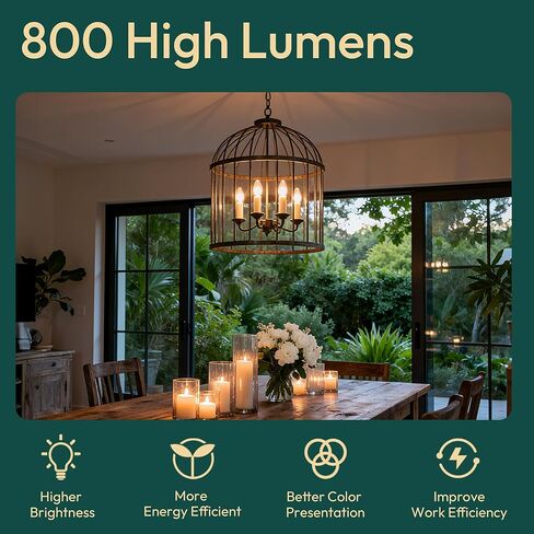 ALAPPEVER E12 LED LED 100 WATT مكافئ ، 800LM Super Bright Dimmable LED Bulb ، B11 5000K Daylight White LED Bulb ، 5.5W ، 6 Pack in Kuwait