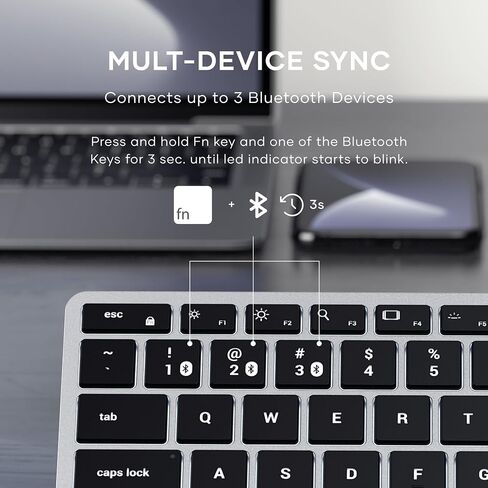 لوحة مفاتيح Satechi Slim X1 Bluetooth-مفاتيح إضاءة ومزامنة متعددة الأجهزة-لـ M2/ M1 MacBook Pro/ Air ، M2/ M1 iPad Pro/ Air ، M2 Mac Mini ، IMAC M1 (Space Gray) in Saudi Arabia