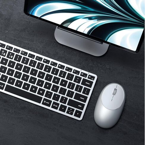 لوحة مفاتيح Satechi Slim X1 Bluetooth-مفاتيح إضاءة ومزامنة متعددة الأجهزة-لـ M2/ M1 MacBook Pro/ Air ، M2/ M1 iPad Pro/ Air ، M2 Mac Mini ، IMAC M1 (Space Gray) in Saudi Arabia