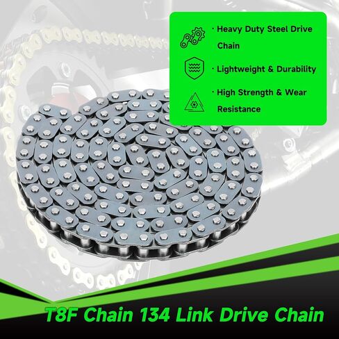 T8F Drive Chain 134 Link Chain Breaker Compatible with 2 Stroke Engine SYX Moto 50cc Dirt Bike Mototec SSR X-pro Coolster 47cc 49cc Pocket Rocket Pit Bike Mini ATV Quad Go Kart Parts (Gold) in Saudi Arabia