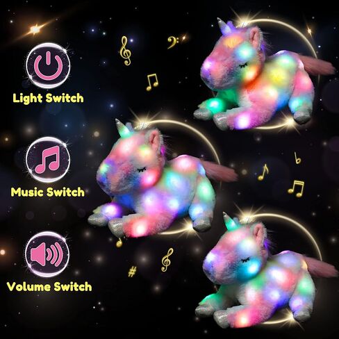 Hopearl LED Plush Cow Lighting Up Stuffed Mommy Cow with 3 Baby Dairy Cows in her Tummy Floppy Stuffed Animal Playset Night Lights Glow in The Dark for Mom Toddlers, 15'' in Kuwait