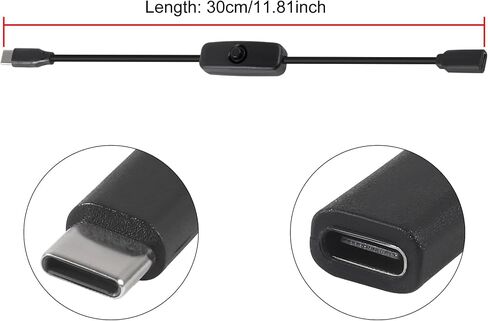 AITRIP 2 Pack 30cm(11 inch) USB C Male to Female On/Off Switch Cable Short USB Extension Cable with On Off Switch for Raspberry Pi 4 in Saudi Arabia