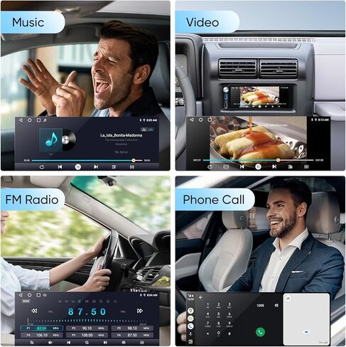 6.9-Inch Single Din Touchscreen Car Stereo - Android 2GB+64GB Type-C&USB Single Din Wired/Wireless Carplay Android Auto,1080P HD GPS Navigation Handsfree Calling WiFi, Mirror Link/SWC/FM/BT/Knob in Kuwait