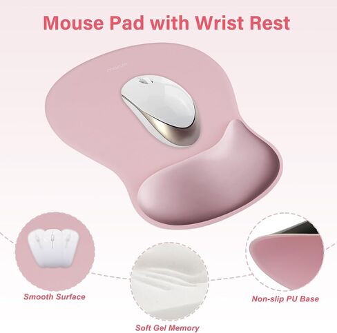 MOSISO Wrist Rest Support for Mouse Pad & Keyboard Set, Pink in Kuwait