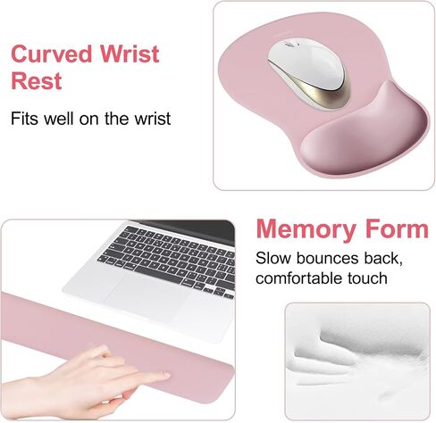 MOSISO Wrist Rest Support for Mouse Pad & Keyboard Set, Pink in Kuwait