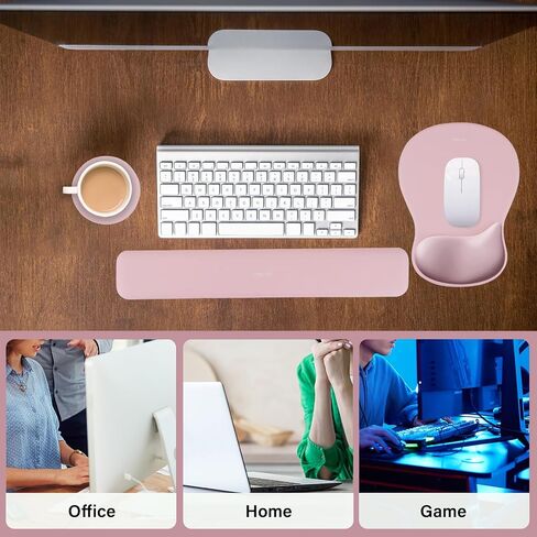 MOSISO Wrist Rest Support for Mouse Pad & Keyboard Set, Pink in Kuwait