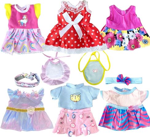 6 Sets Baby Doll Clothes for 10-12 Inch Girl Doll, Doll Clothes Dress Outfits Headbands Accessories fits 10 11 12inch Baby Doll in Saudi Arabia