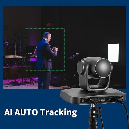 PTZ Camera 4K 21x Optical Zoom ، HDMI ، 3G-SDI ، USB ، Poe IP Streaming ، AI Auto Tracking PTZ Conference Camera for Church Services ، Worship ، Education ، YouTube Facebook in Kuwait