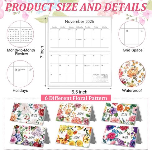 ReliThick 6 Pcs 2025 Pocket Calendar for Purse Monthly Planner Notebook Small Pocket Calendar Journals Notepads Appreciation Present Gift for Women Friends Kid Teacher School Office(Watercolor Style) in Kuwait