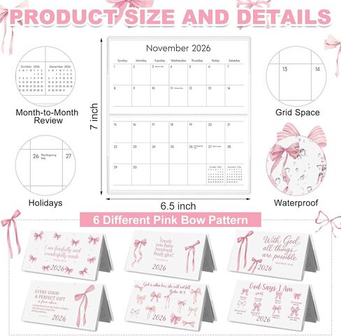 ReliThick 6 Pcs 2025 Pocket Calendar for Purse Monthly Planner Notebook Small Pocket Calendar Journals Notepads Appreciation Present Gift for Women Friends Kid Teacher School Office(Watercolor Style) in Kuwait