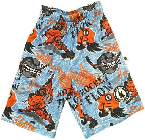 Flow Society Boys Angry Hockey Puck Attack Shorts - صالة رياضية - شورتات شبكية - شورتات رياضية - أزياء نشطة - شورتات منقوشة in Kuwait