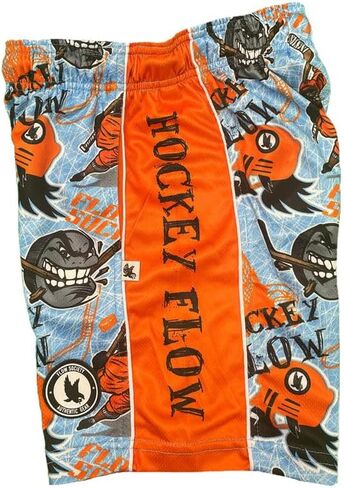 Flow Society Boys Angry Hockey Puck Attack Shorts - صالة رياضية - شورتات شبكية - شورتات رياضية - أزياء نشطة - شورتات منقوشة in Kuwait