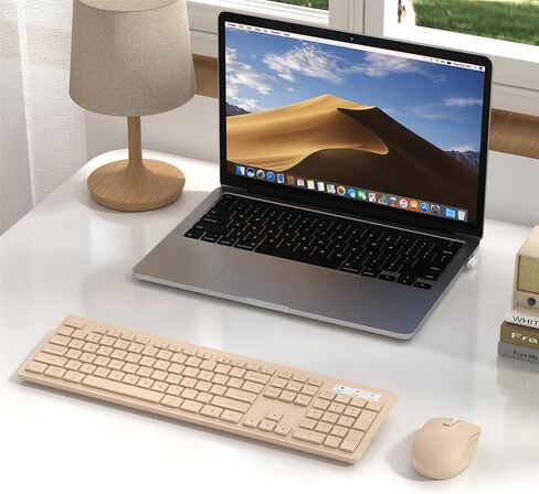 Wireless Keyboard and Mouse Combo, Full-Size 104-Key Office Keyboard with 15 Function Keys, Numeric Keypad, Single USB Receiver, Compatible with PC and Laptop(Blue White) in Kuwait