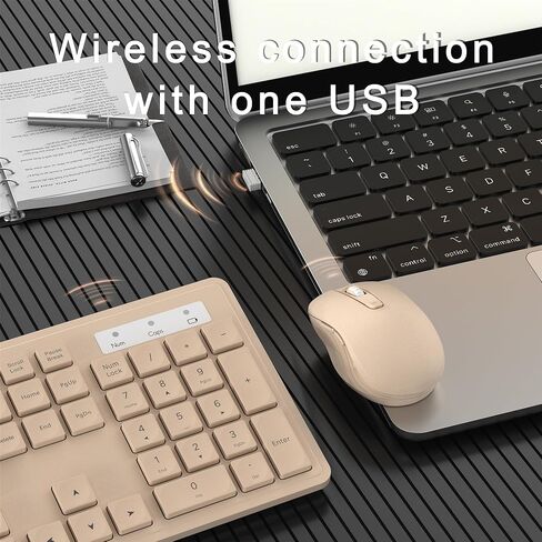 Wireless Keyboard and Mouse Combo, Full-Size 104-Key Office Keyboard with 15 Function Keys, Numeric Keypad, Single USB Receiver, Compatible with PC and Laptop(Blue White) in Kuwait