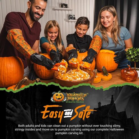 Pumpkin Scraper Glove – As Seen On Shark Tank - Mess Free and Fun Pumpkin Carving Kit – Carve and Clean Jack-O-Lantern Guts with Ease and Zero Mess on Your Hands! (Adult Kit) in Saudi Arabia