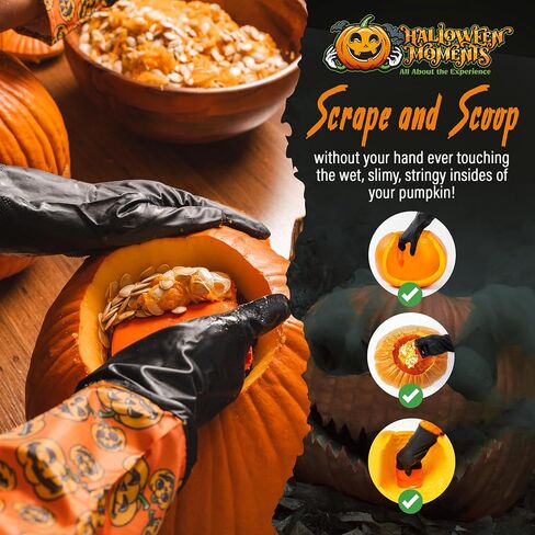 Pumpkin Scraper Glove – As Seen On Shark Tank - Mess Free and Fun Pumpkin Carving Kit – Carve and Clean Jack-O-Lantern Guts with Ease and Zero Mess on Your Hands! (Adult Kit) in Saudi Arabia